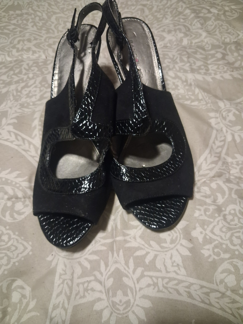 Bandolino Black Women's Slingback Peep-Toe Heels Size 10
